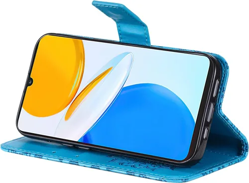 Vista 5 de Funda para Honor X7, diseño de flores de sol de piel de primera calidad con función atril y cierre magnético