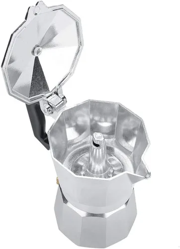 Vista 4 de Olla de moca, aluminio clásico de café expreso, estufa Moka Pot uso de oficina en casa 100ML 2 tazas