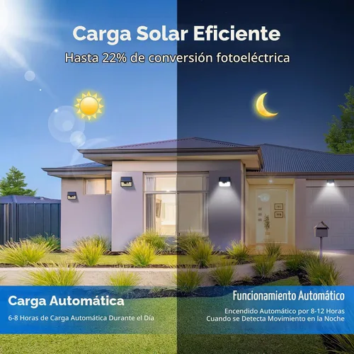 Vista 4 de Peasur Luces solares impermeables para exteriores [12 paquetes/140 LED], 3 modos de iluminación solar con sensor de movimiento para exteriores