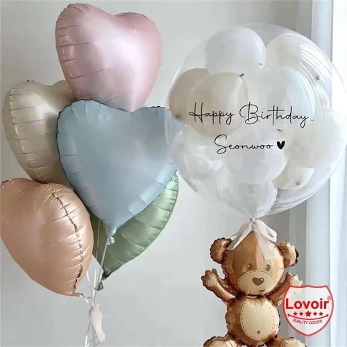 Vista 4 de Lovoir 10 globos de aluminio con forma de corazón azul bebé de 18 pulgadas, globos de amor para el día de San Valentín, cumpleaños, fiestas, bodas