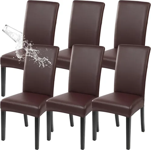 Vista 15 de SearchI Juego de 4 fundas impermeables para sillas de comedor, fundas elásticas para sillas Parsons extraíbles, lavables, fundas protectoras