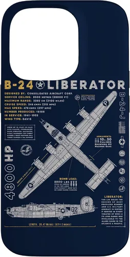 Vista 22 de iPhone 15 B-24 Liberator Consolidated Aircraft B24 Bomber Vintage Case