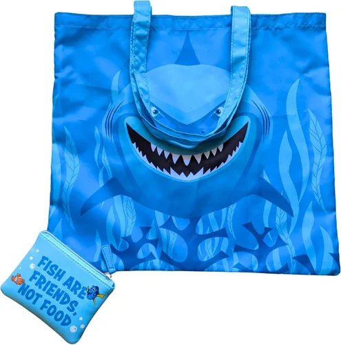 Vista 3 de Loungefly Finding Nemo Bruce - Juego de bolsas reutilizables y bolsas para monedas, Varios colores, Juego de bolsa para monedas y bolsa reutilizable