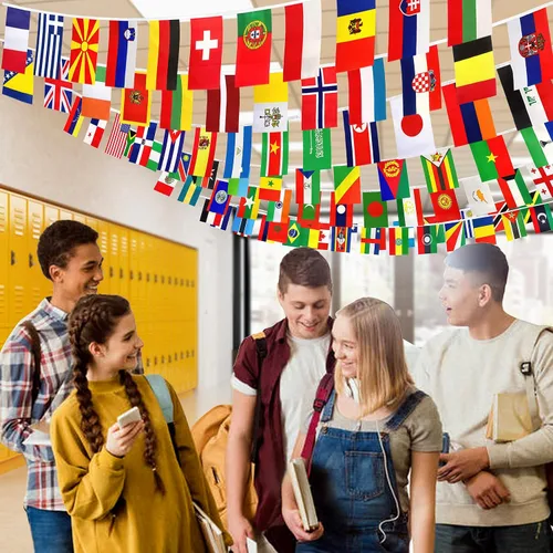 Vista 5 de Consummate Juego de banderas de cadena de 224 países del mundo internacional, mini banderas nacionales, banderas de todos los países