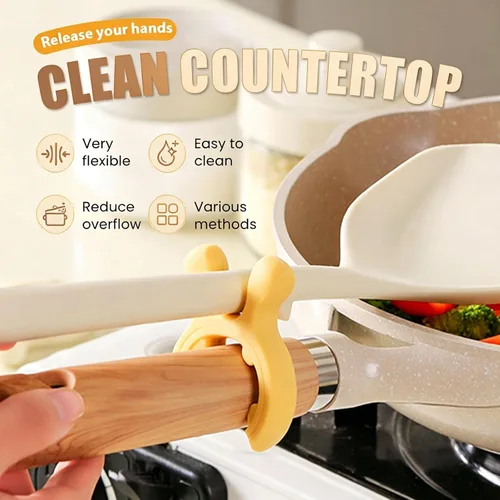 Vista 6 de Estante multifuncional de silicona para espátulas con mango de olla para Verde