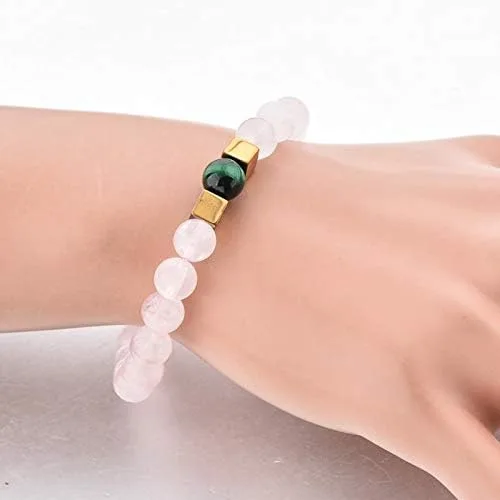 Vista 5 de 0.315pulgadas, chacras protectores y brazalete curativo para hombres o mujeres amatista, cuarzo rosa, howlita, ágata de musgo, y Mai Fan
