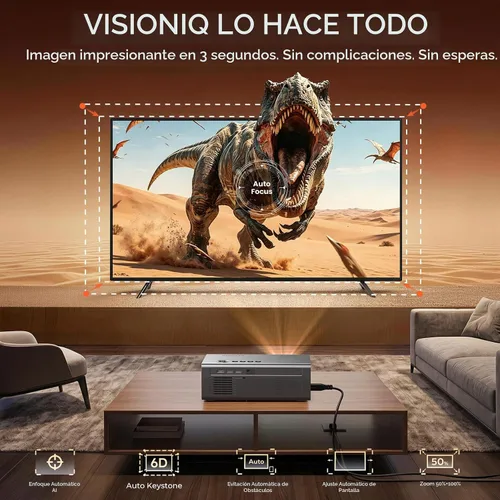 Vista 8 de Proyector 4K con WiFi y Bluetooth, VIDAA Proyector inteligente con más de 1200 aplicaciones/Live&Official AirPlay Kogata 2000 ANSI Auto Focus 6D