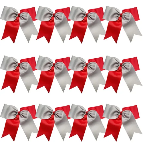 Vista 9 de Lazos de animadora jumbo de 8 pulgadas con diamantes de imitación brillantes para cola de caballo, lazos de porrista, 6 unidades, color negro