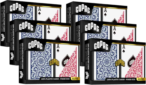 Vista 9 de Copag 1546 Design - Juego de cartas 100% de plástico, tamaño de póquer (estándar) rojo/azul (índice jumbo, 1 juego)