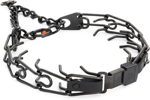 Vista 14 de Collar para Perro Herm Sprenger de Acero Inoxidable Negro con Hebilla de Liberación Rápida ClicLock y Inserción de Biothane Collar de Entrenamiento