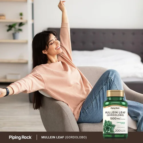 Vista 6 de Piping Rock Extracto de hoja de gordolobo 200 cápsulas Suplemento de hierbas Gordolobo Sin OMG, sin gluten