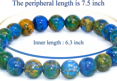 Vista 3 de DAZCOLO - Pulsera de gemas hecha a mano de 7,5 pulgadas, piedras preciosas elásticas de 8 mm, cuentas redondas, cristales de cuarzo, unisex