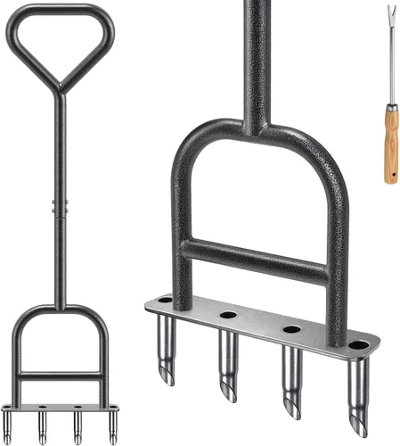 Vista 8 de Dolibest – Aireador de césped con núcleo de 3 agujeros, herramienta de aireación manual de césped con empuñadura de goma suave, herramienta