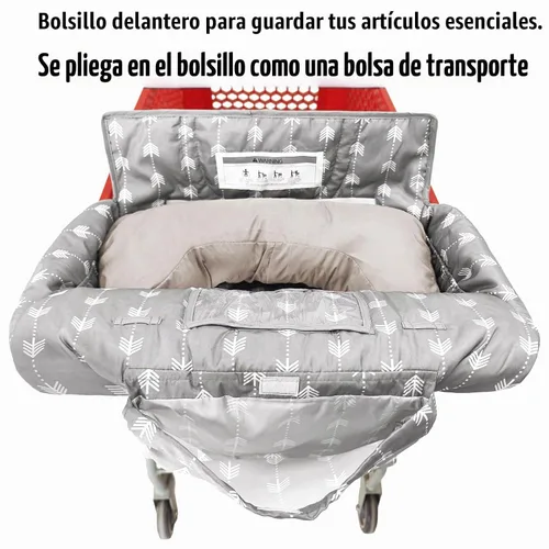 Vista 6 de Funda impermeable 2 en 1 para asiento de carrito de comestibles y funda para silla alta (flecha gris)