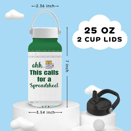 Vista 2 de Botella de agua de contabilidad de 25 onzas con tapa de popote y tapa de bebida directa, botellas de agua de acero inoxidable contables, botella