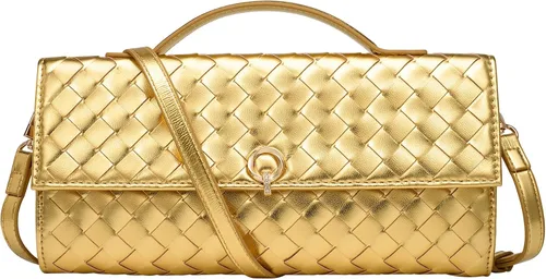 Vista 10 de CHUNLI Bolsos de mano tejidos elegantes para mujer, bolsos cruzados de diseñador con asa superior, bolso formal de piel sintética de noche