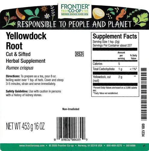 Vista 2 de Frontier Co-op Raíz de dock silvestre cortada y tamizada, Rumex crispus, 1 libra