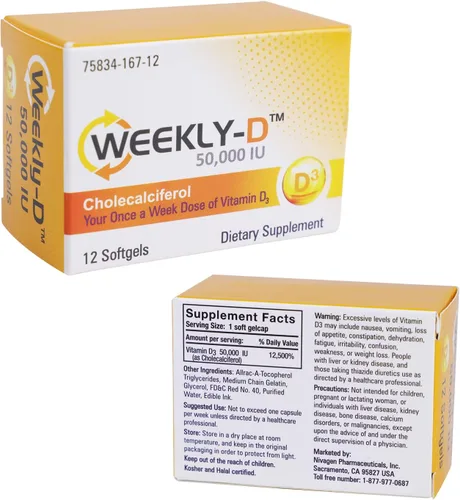 Vista 8 de Nivagen Weekly-D Vitamina D3 50,000 UI (colecalciferol) Cápsulas blandas de alta potencia una vez a la semana 24 cápsulas blandas Apoya