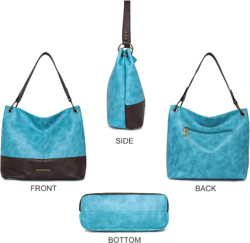 Vista 3 de Montana West Bolso Hobo para mujer con asa superior y bolsillos con cremallera