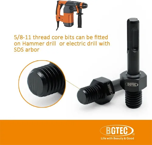 Vista 3 de BGTEC Adaptador de taladro de núcleo 5/8 "-11 rosca macho a SDS Plus vástago para taladro de martillo, perforación de núcleo de taladro de martillo