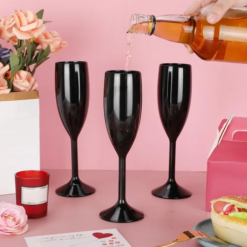 Vista 3 de Domensi 40 copas de champán a granel de 6 onzas, copas de vino de acrílico de Navidad, copas de vino para tostar, copas de champán de plástico