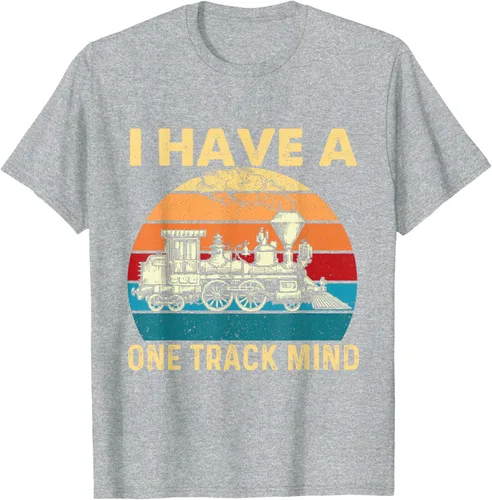 Vista 44 de Camiseta con texto en inglés "I Have A One Track Mind - Trainspotter Model Train Railroad, Negro, S