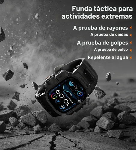 Vista 4 de ULTIMAL Funda resistente con correa para Apple Watch de 1.732 pulgadas, compatible con Apple Watch Ultra 4/3/2/1, grado militar, a prueba de golpes