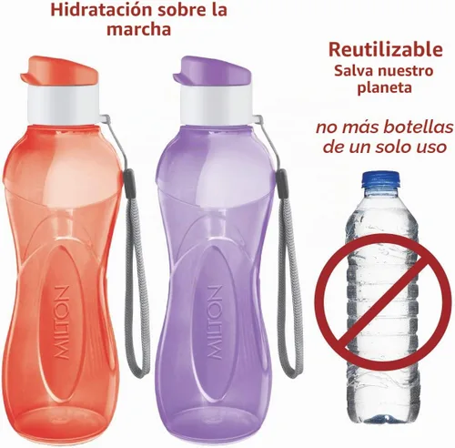 Vista 5 de MILTON Botella de agua para niños, reutilizable, a prueba de fugas, de 17 onzas, paquete de 4 botellas de plástico de boca ancha, botella grande