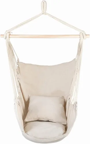 Vista 9 de Silla hamaca colgante con cuerda – máximo 300 libras – 2 cojines incluidos – para cualquier interior, exterior, hogar, dormitorio, patio, terraza
