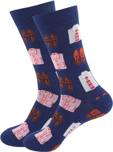 Vista 2 de Calcetines de Navidad para mujeres y hombres, calcetines de retazos estampados gráficos de Navidad de tubo alto, calcetines de estilo encantador