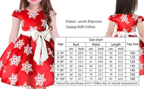 Vista 6 de 2T-10Years Girls Toddler Snowflake Christmas Halloween Dress Birthday Party Winter Events Dresses Costume Green