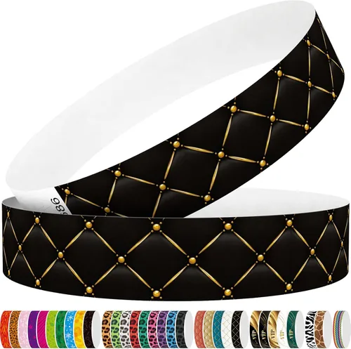 Vista 13 de Tyvek - Pulseras para eventos, diseño creativo de color, pulseras de papel de 3/4 pulgadas, paquete de 250 unidades para fiestas, agrupaciones, Negro