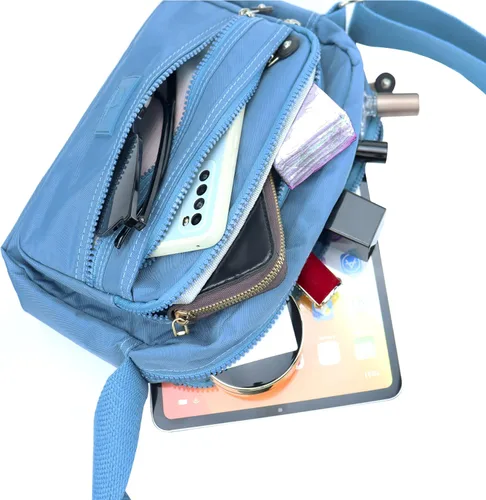 Vista 6 de Whale Power Bolso cruzado de nailon para mujer, antirrobo, impermeable, bolso de mano de viaje