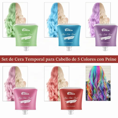 Vista 4 de 5 tizas lavables para cabello oscuro, peine de tinte natural de 11 onzas líquidas, color temporal para regalos de cumpleaños de niños, fiesta 5