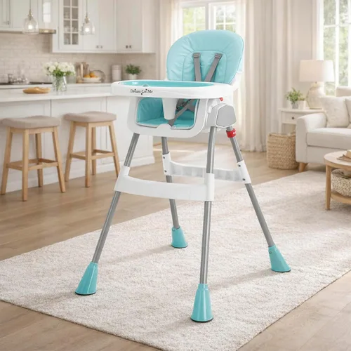 Vista 9 de Dream On Me Silla alta portátil 2 en 1 Tabletalk, silla alta compacta convertible, ligera, color aguamarina