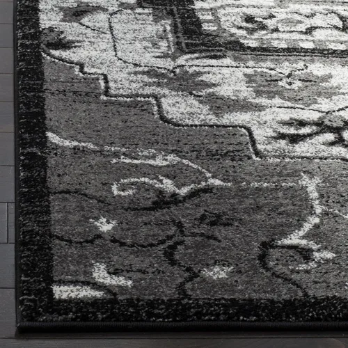 Vista 4 de SAFAVIEH Vintage Hamadan Collection - Alfombra de pasillo, 2.3 x 8 pies, gris claro y gris, diseño persa oriental, no desprende pelusa y de fácil