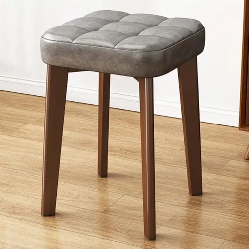 Vista 3 de Solid Wood Square Office Stool Stackable & Scratch Resistant Stool Living Room Dining Table Stool High Stool Makeup Stool Fabric Small Square Stool
