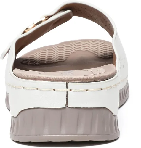 Vista 3 de Mintzice Sandalias de cuña cómodas con hebilla de punta abierta para mujer
