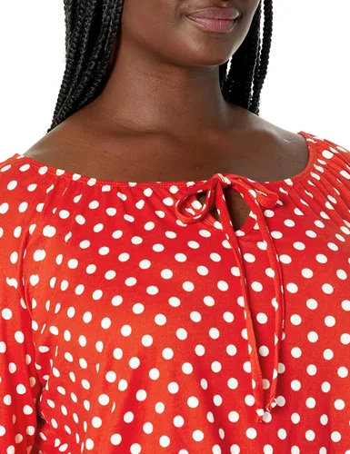 Vista 3 de Star Vixen Top campesino de talla grande con dobladillo elástico para mujer
