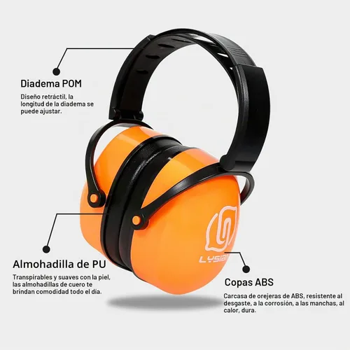 Vista 3 de LYSIAN Orejeras de protección auditiva de 31 dB, orejeras plegables de seguridad ajustables para disparos, construcción, corte de césped, adultos