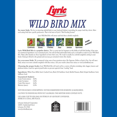 Vista 2 de Lyric Mezcla de aves silvestres: incluye maíz, nueces y semillas de aves