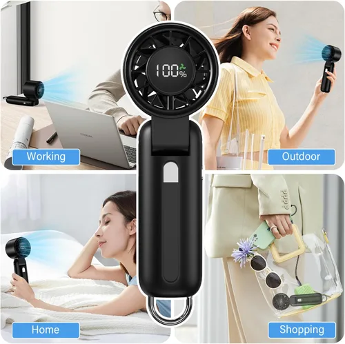 Vista 7 de Ventilador turbo portátil 4 en 1, mini de alta velocidad de 10000 RPM, plegable de 180°, 1-100 velocidades, hasta 15 horas de uso, batería de 5000