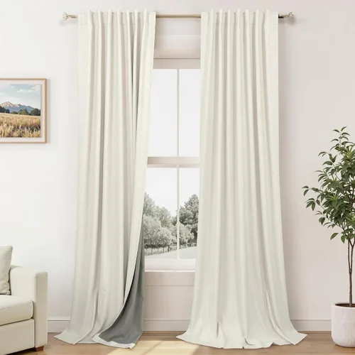 Vista 59 de Pitalk Cortinas cortas 100% opacas de lino para cafetería, 40 pulgadas de largo, 2 paneles, cortinas de puerta francesa para ventana, cortina
