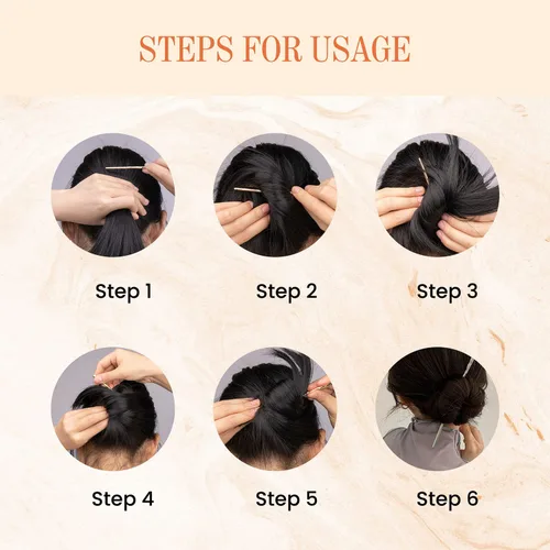 Vista 4 de RAYNAG Paquete de 4 palillos de metal para el cabello, palillos de pelo para niñas y mujeres, alfileres de aleación, dorado y plateado