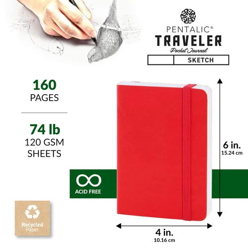 Vista 3 de Cuaderno de bocetos Travelers Dot Grid Pentalic Art, libre de ácidos