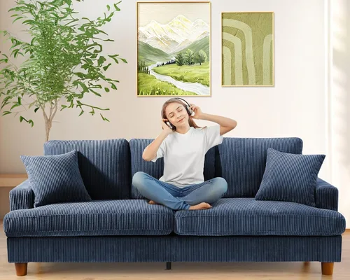 Vista 15 de Kidirect Silla de acento extragrande de 35.5 pulgadas, sillas de sala de montaje fácil, silla de lectura de pana para dormitorio, sillas de acento