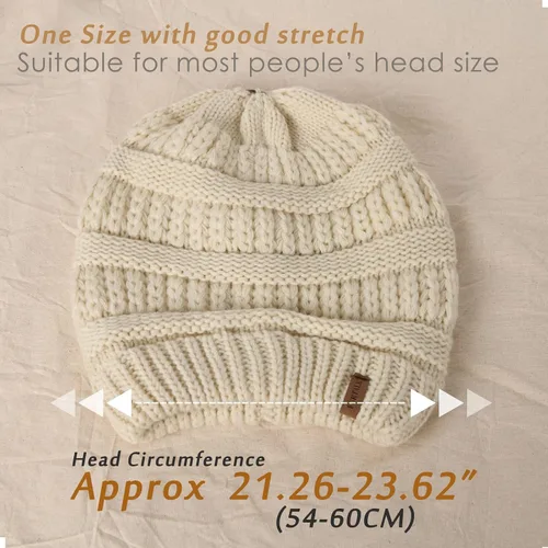 Vista 4 de FURTALK Womens Winter Knit Slouchy Beanie Hat Warm Skull Ski Cap Faux Fur Pom Pom Hats for Women