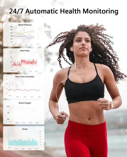 Vista 4 de Pulsera inteligente para mujeres y hombres, rastreador de actividad de salud, monitor de sueño 24 horas, frecuencia cardíaca continua durante todo