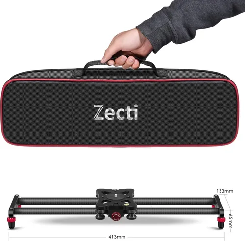 Vista 5 de Zecti Estabilizador de cámara deslizante de 16 "/40 cm Carril de fibra de carbono ajustable para cámara DSLR Video Movie Fotografía Videocámara