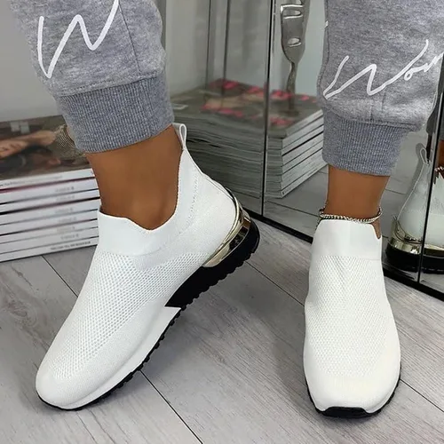 Vista 5 de JWSVBF Zapatos deportivos antideslizantes para mujer, sandalias de punto de malla para mujer, con tacones, mocasines, zapatos informales, unisex, a